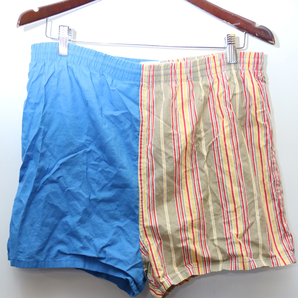 80s Vintage OCEAN SIDE Colorblocked Cotton Trunks